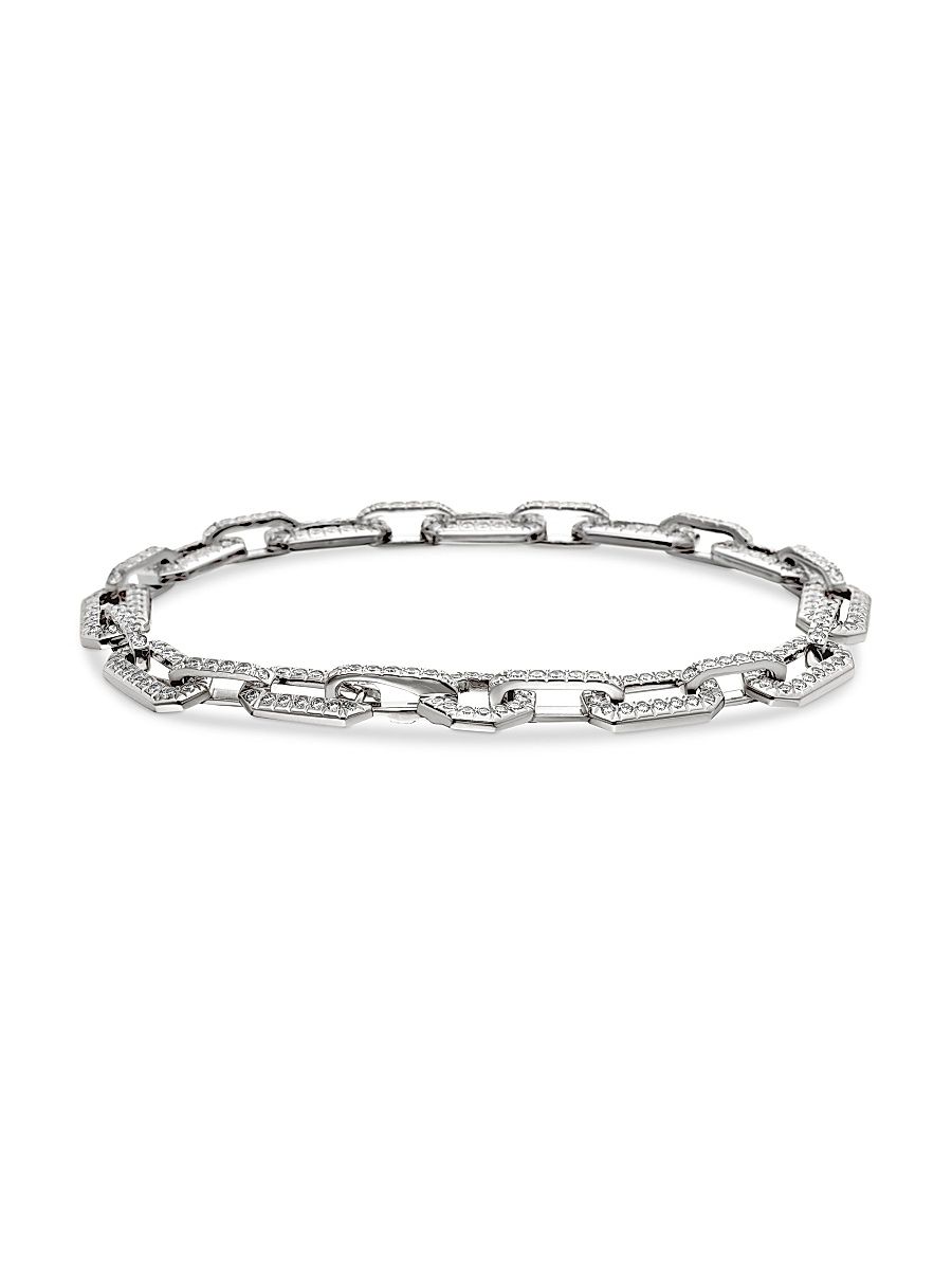 Women's Pavé Chain Bracelet in 18K White Gold - Diamond - Size Small