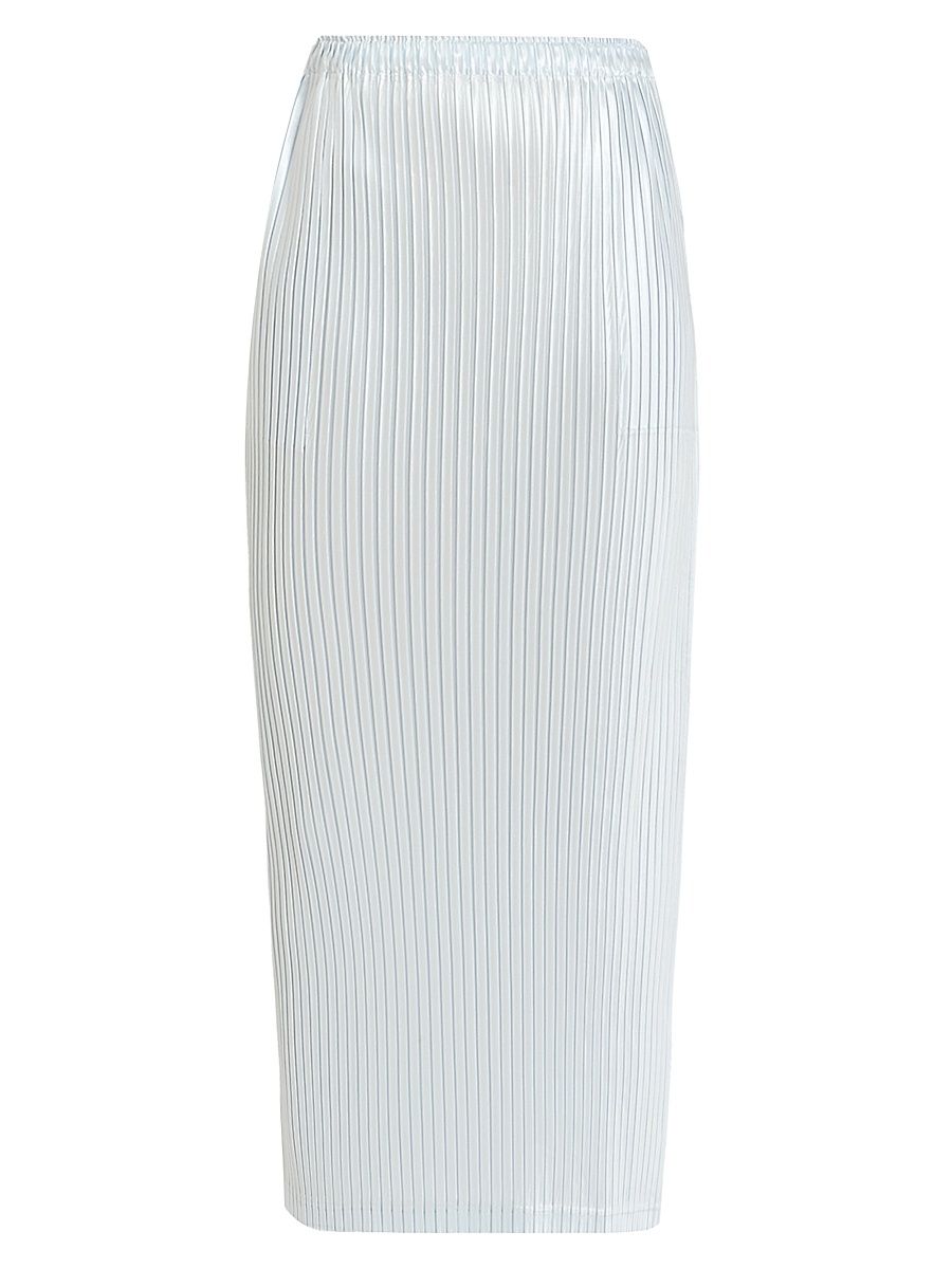 Women's Glossed Metal Pleats Maxi Skirt - Pale Blue - Size Small