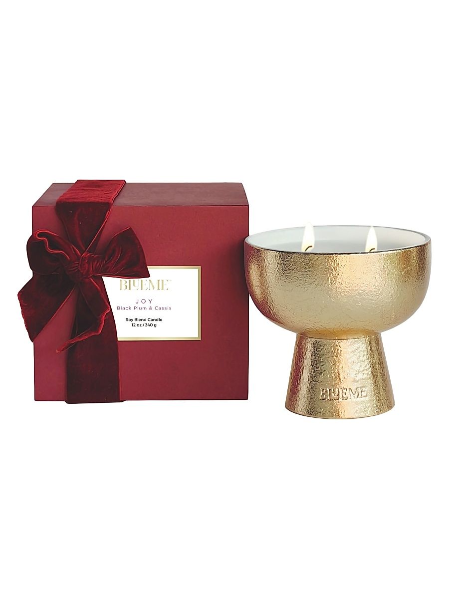 Joy Black Plum & Cassis Ceramic Candle - Gold - Size Giant