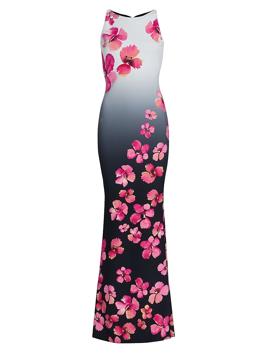 Women's Iwoo Floral Sleeveless Column Gown - Amein Black - Size 10