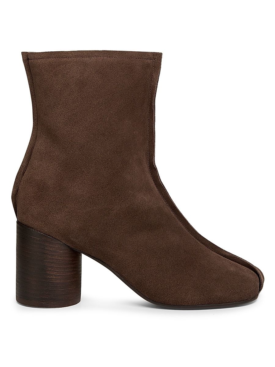 Women's Stitch 70MM Central-Seam Suede Ankle Boots - Dark Brown - Size 9