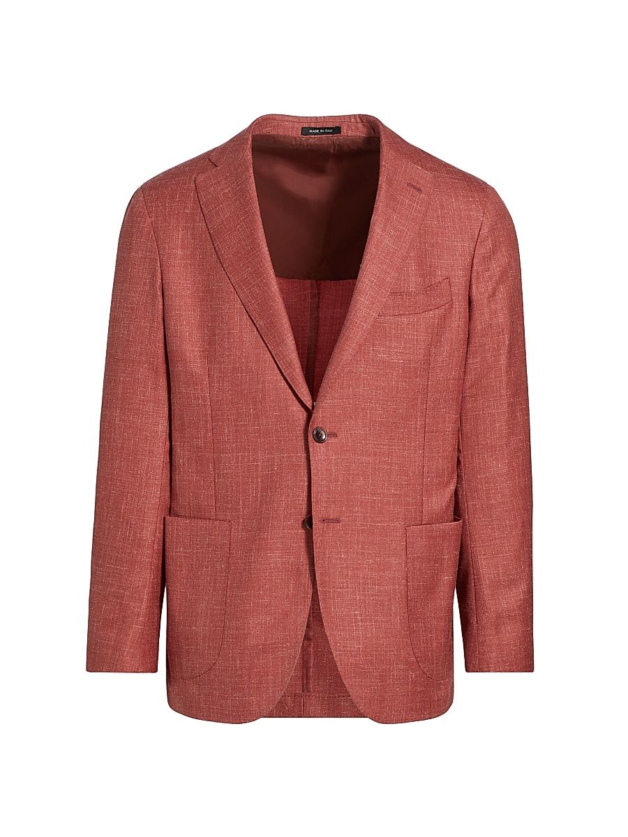 Men's COLLECTION Mélange Wool, Silk & Linen Blazer - Orange - Size 46
