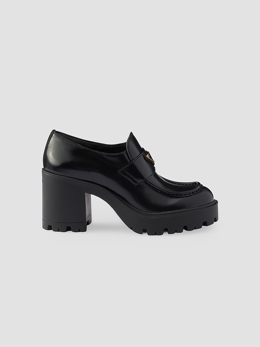 Women's Brushed Leather Loafers - Black - Size 5