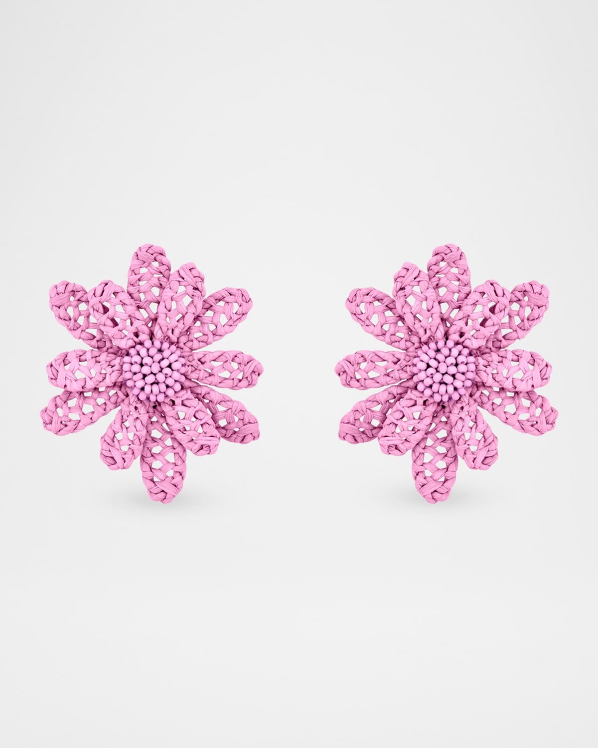 Large Woven Raffia Flower Earrings