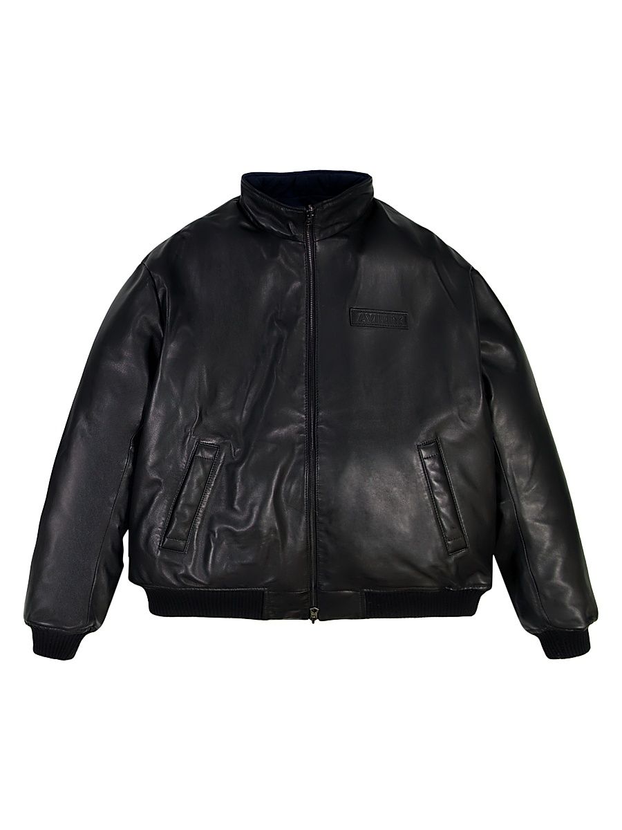 Men's Leather Track Jacket - Black - Size XL