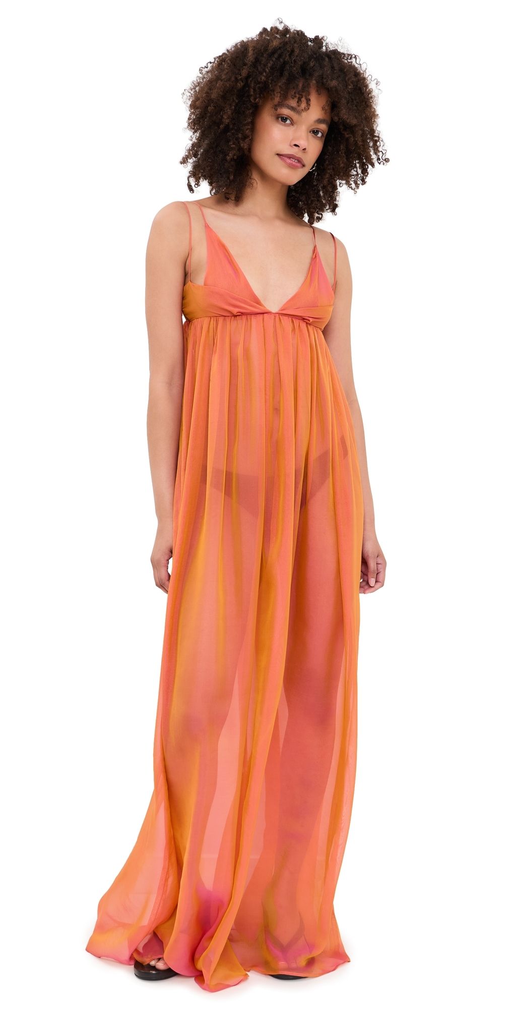 House of Aama Anancy Iridescent Silk Maxi Dress Orange 6