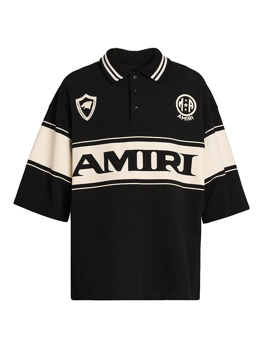 Men's Amiri Sport Cotton Oversized Polo Shirt - Black - Size Small