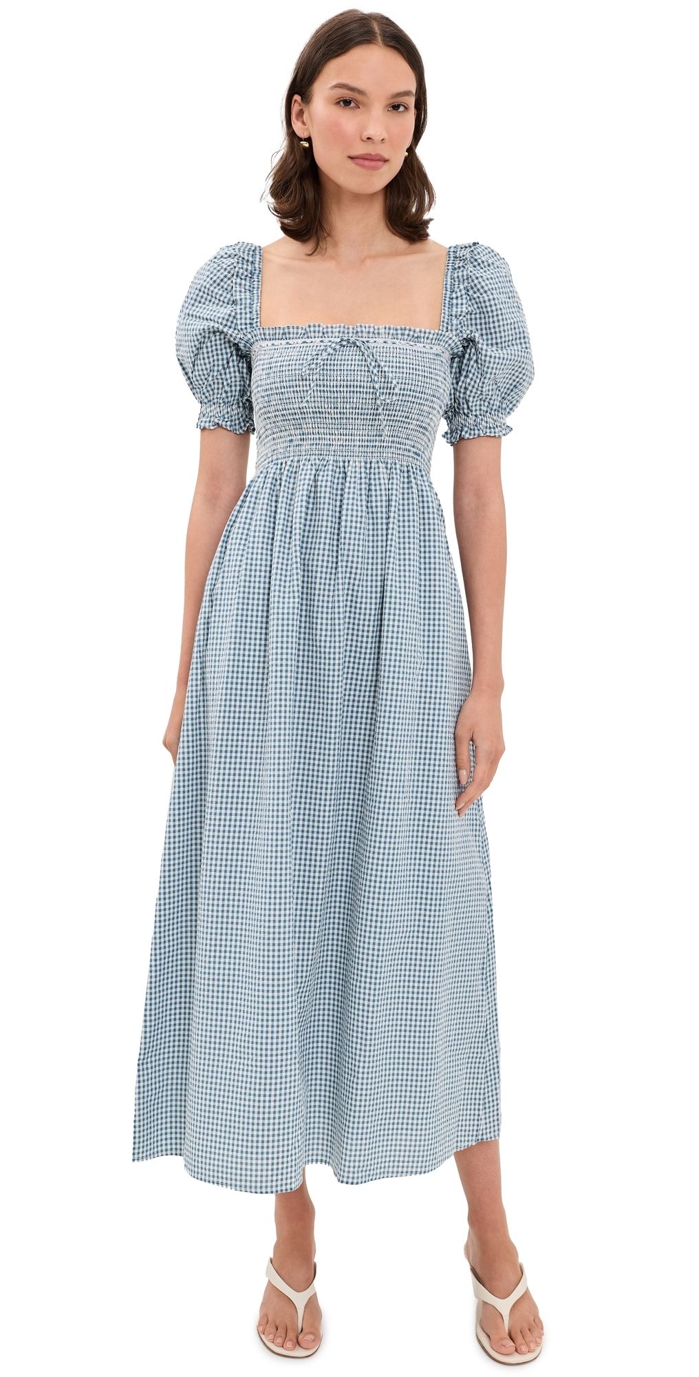 Hill House Home The Scarlett Midi Nap Dress Teal Gingham XL