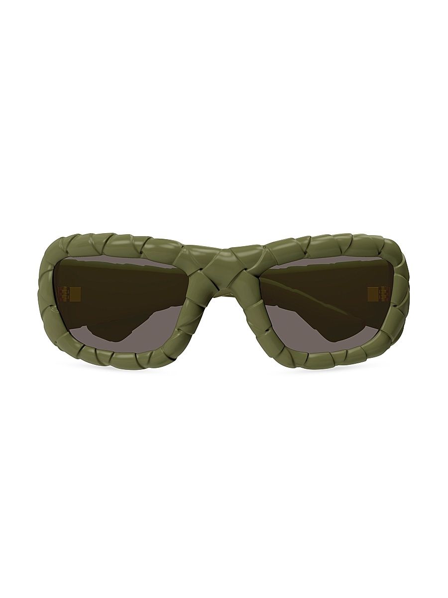 Women's Intrecciato 56MM Round Sunglasses - Olive Grey