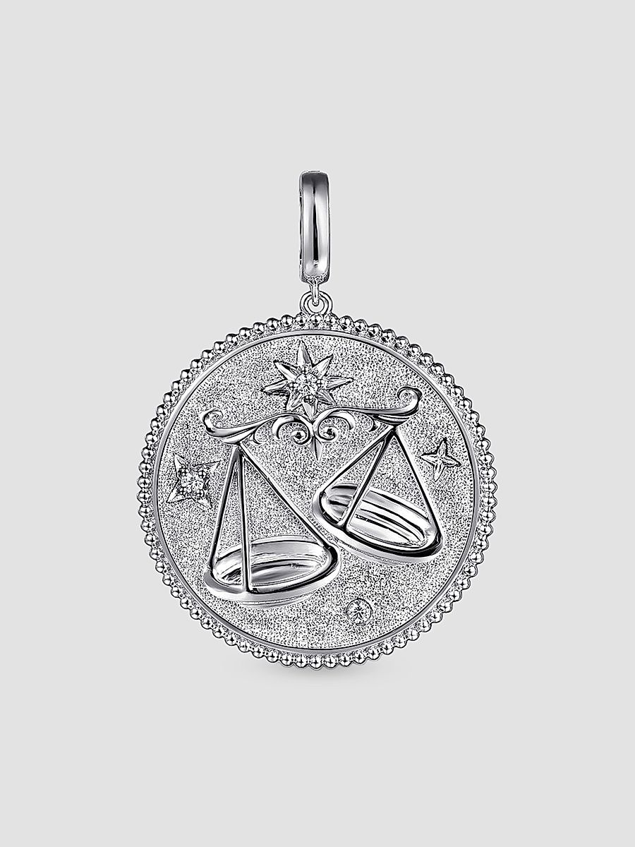 Gabriel & Co Women's Bujukan Libra Medallion Sterling Silver & White Sapphire Pendant - Sterling Silver