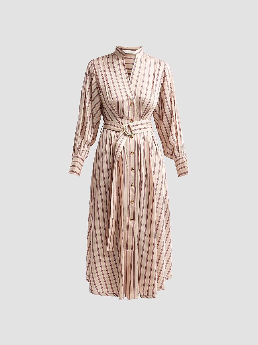 Women's Valiant Tuck Midi Shirtdress - Cream Rose Stripe - Size 4