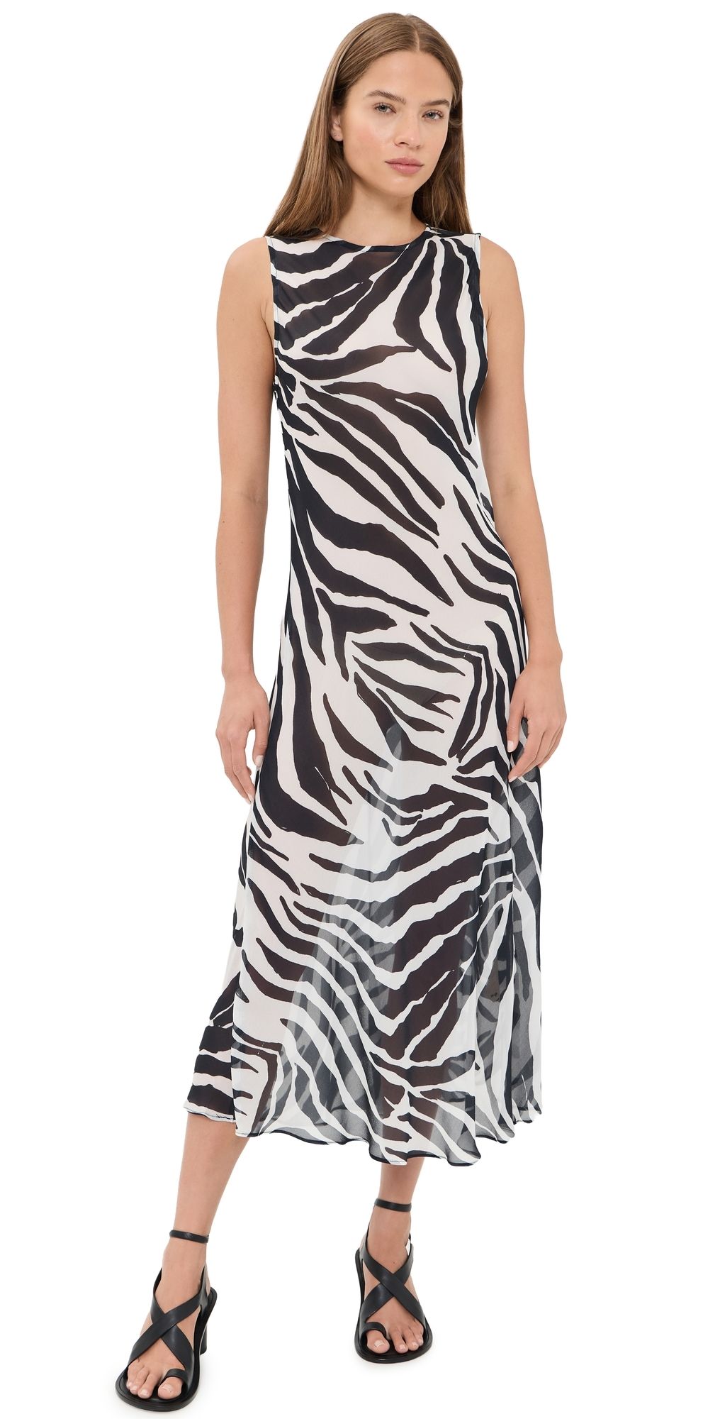 VRG GRL Francesca Sheer Maxi Dress Zebra XL