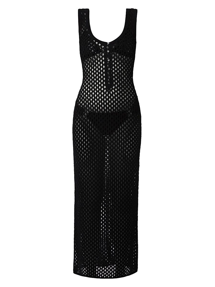 Shoshanna Women's Plage Crotchet A-Line Cover-Up Maxi Dress - Jet - Size Large