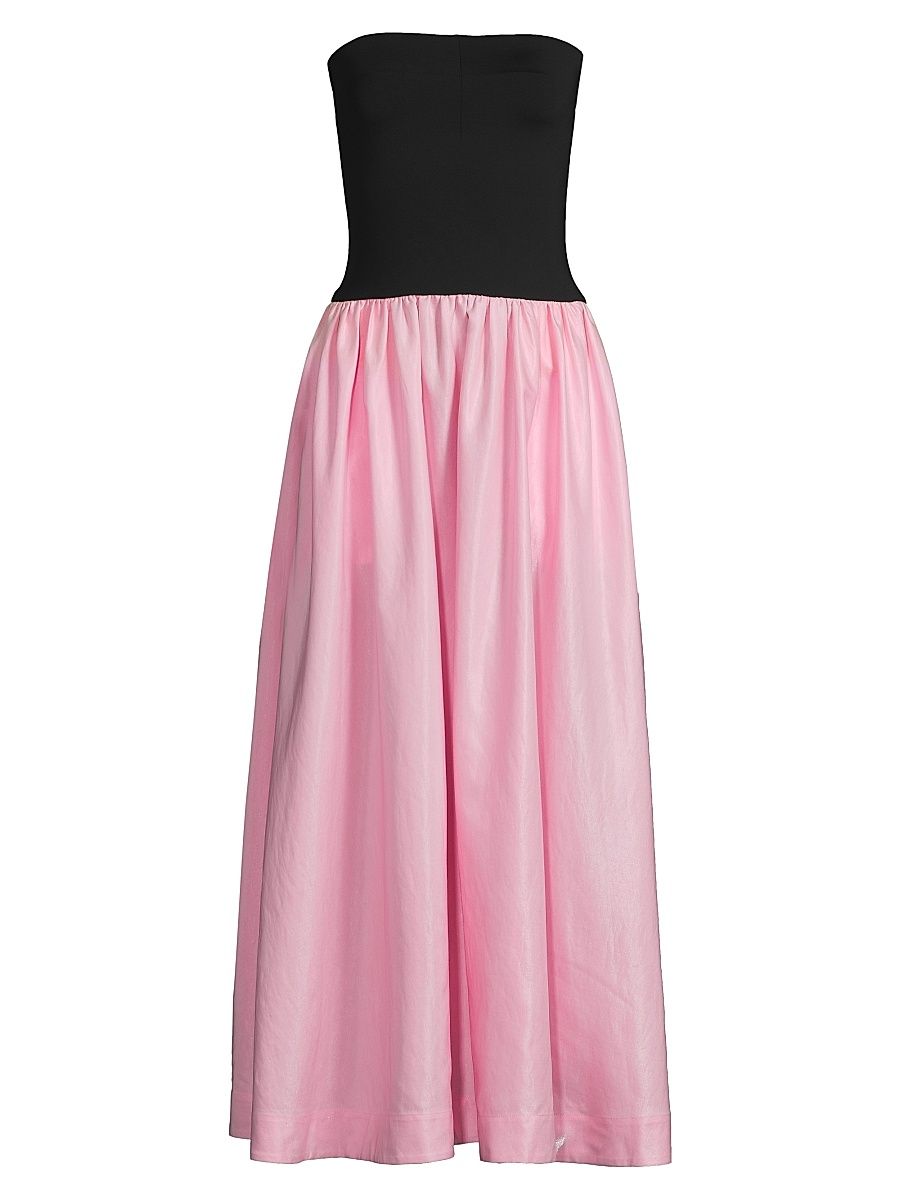 Women's Giselle Strapless Maxi Dress - Black Pink - Size XL