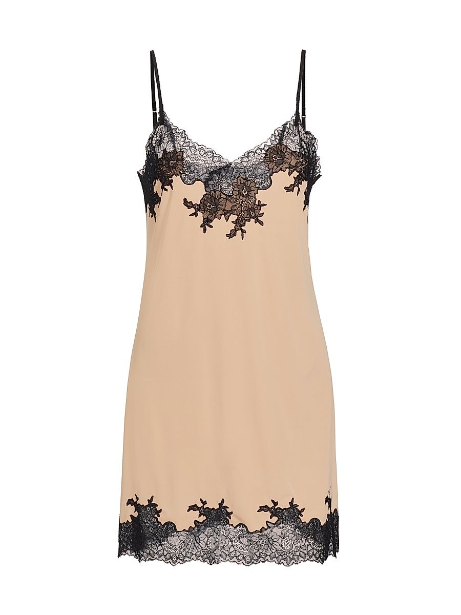 Women's Enchant Floral Lace Chemise - Cafe - Size Medium