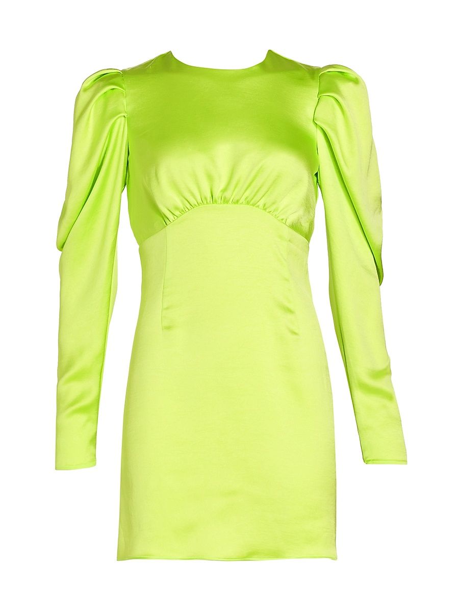 Women's Hope Satin Puff-Sleeve Minidress - Lime - Size 6