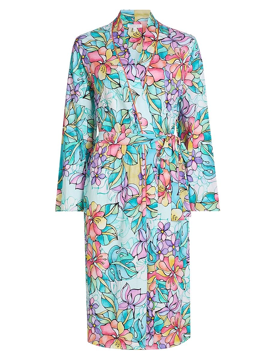 Women's The Jonesy Floral Cotton-Blend Robe - Roie - Size Large