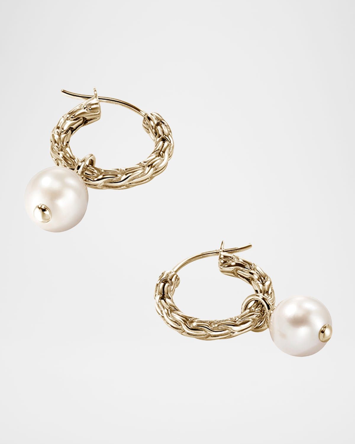 14K JH Essential Pearl Hoop Earrings, 16mm