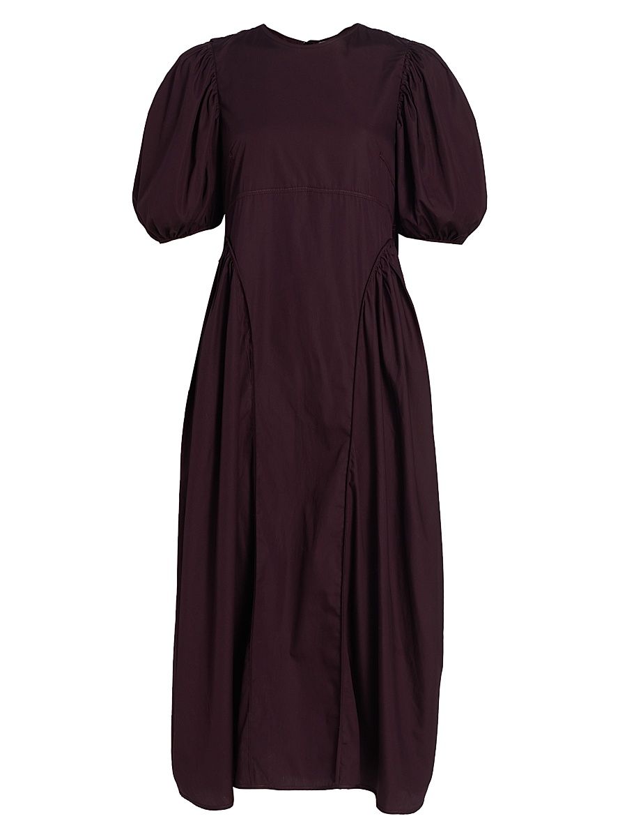 Women's Finnegan Puff-Sleeve Midi-Dress - Bordeaux - Size 8