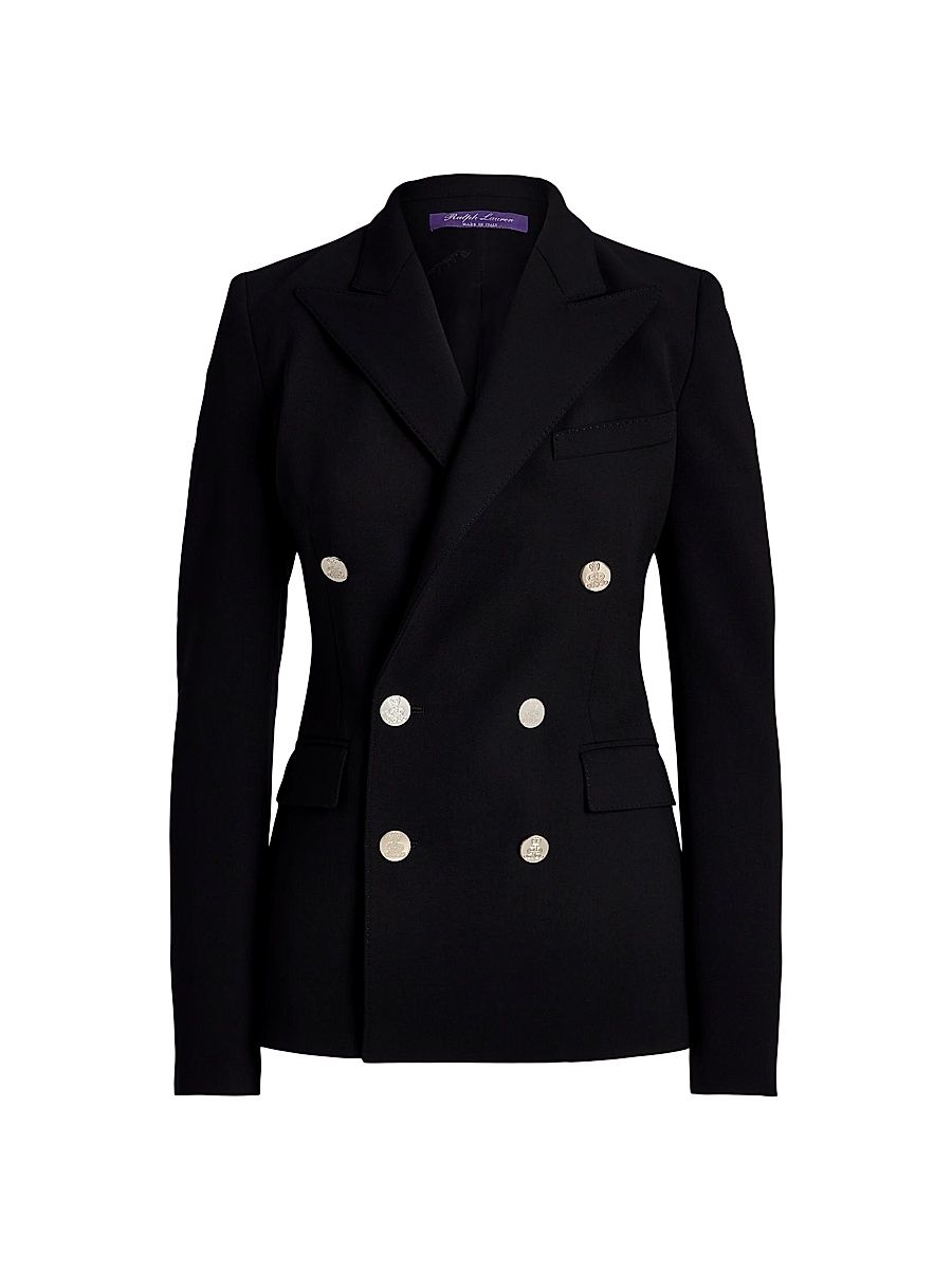 Women's Camden Cashmere Double-Breasted Jacket - Black - Size 8