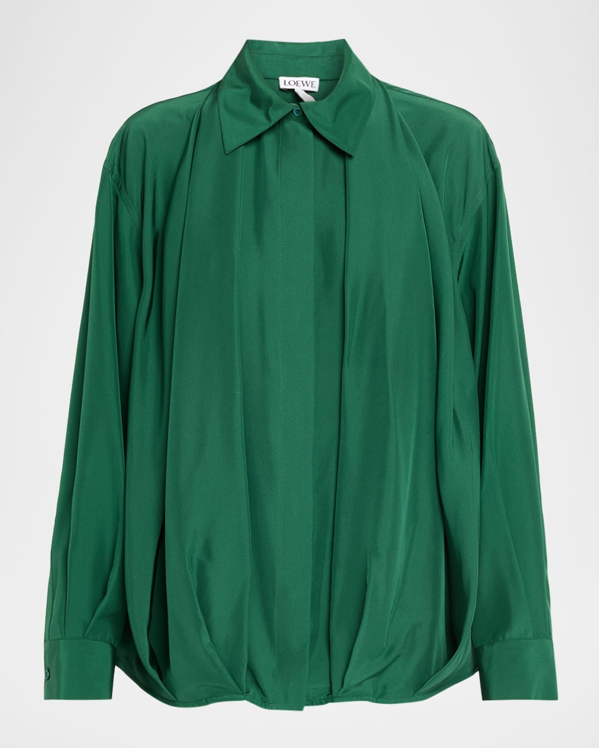 Charmeuse Balloon Button-Down Shirt