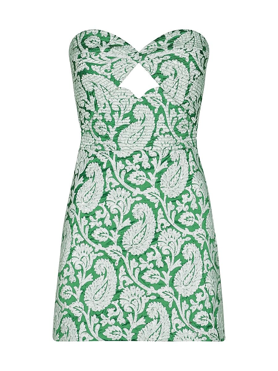 Women's Festive Song Paisley Cut-Out Sweetheart Minidress - Clavel Ecru Green - Size 6