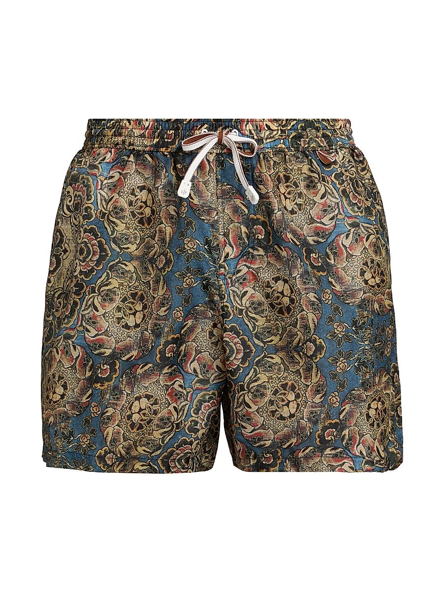 Men's Bay Tapestry Bloom Swim Shorts - Azure Cora - Size XXL