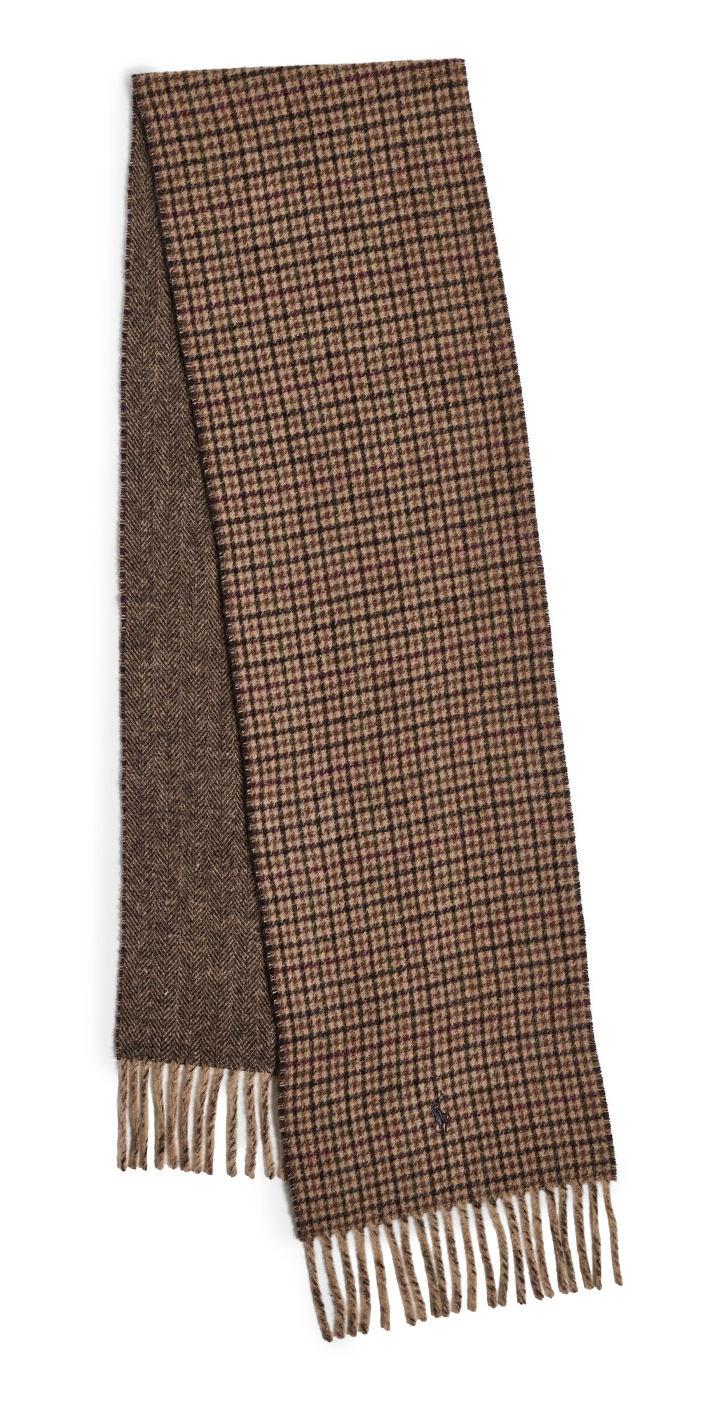 Polo Ralph Lauren Reversible Scarf Brown Guncheck One Size