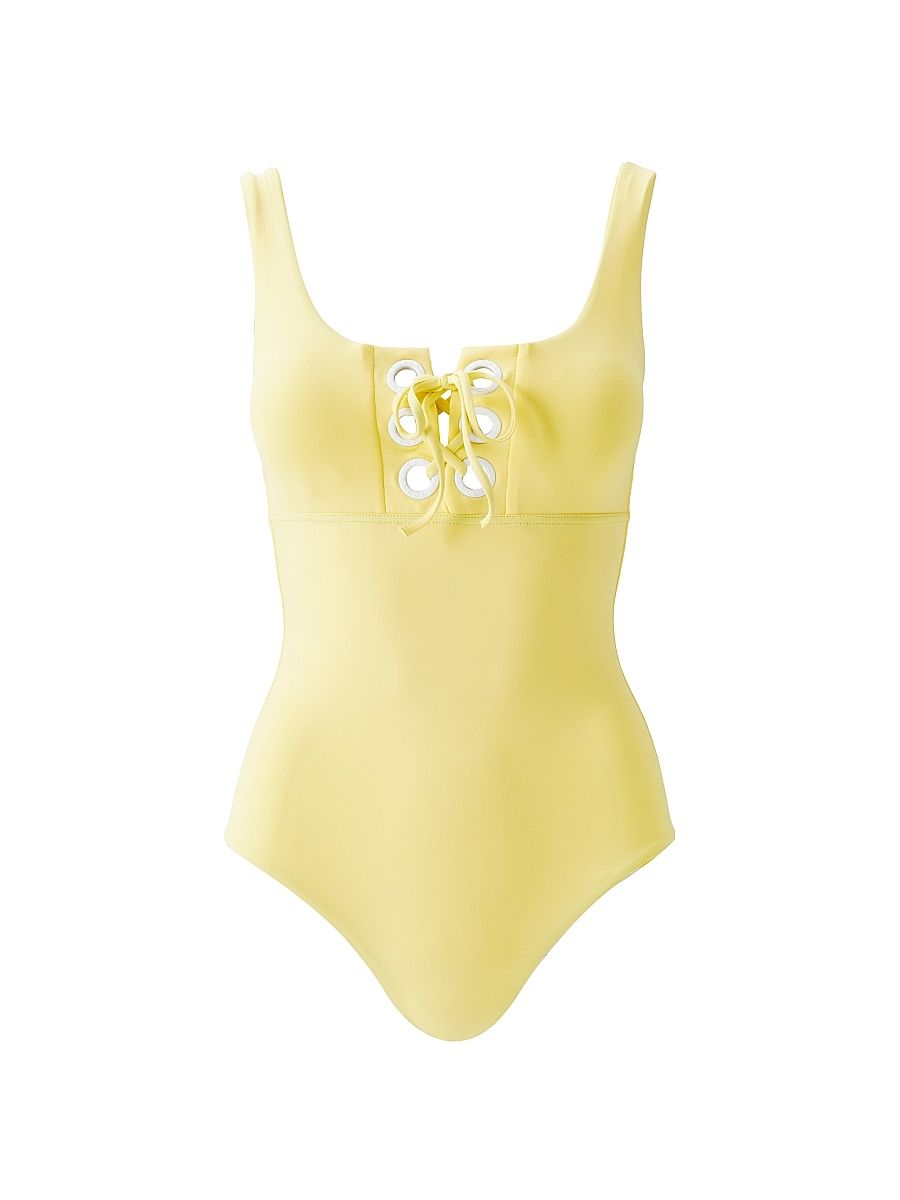 Women's London Lace-Up One-Piece Swimsuit - Yellow - Size 2