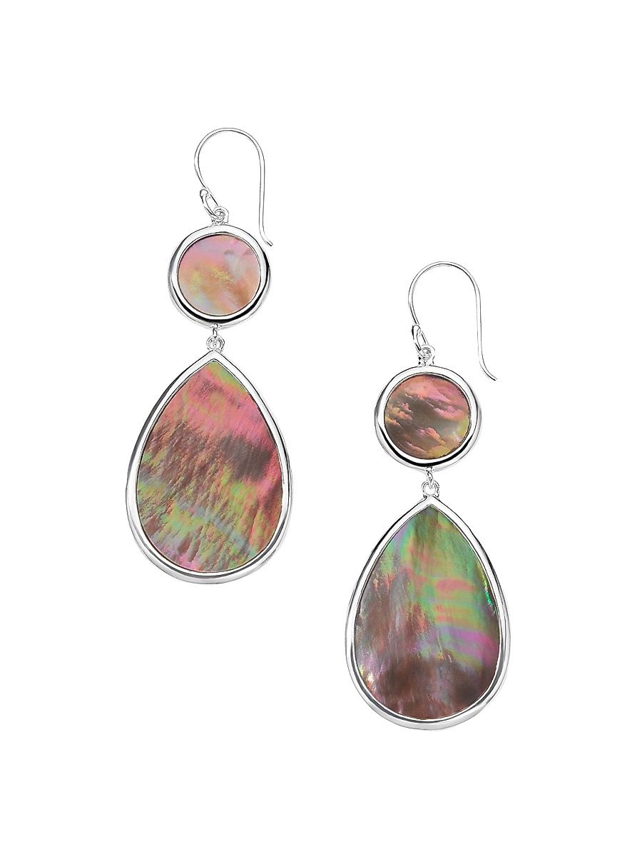 Women's Polished Rock Candy Sterling Silver & Shell Drop Earrings - Silver