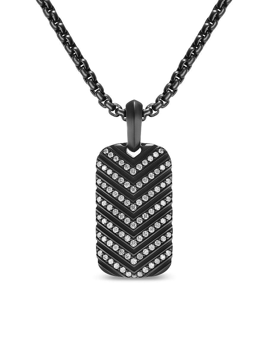 Men's Chevron Tag in Black Titanium - Diamond