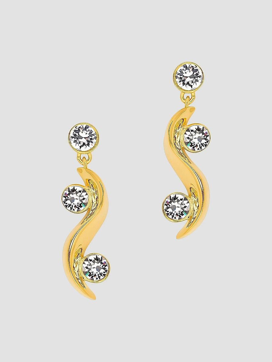 Oscar de la Renta Women's 24K-Gold-Plated & Glass Crystal Wave Drop Earrings - Crystal