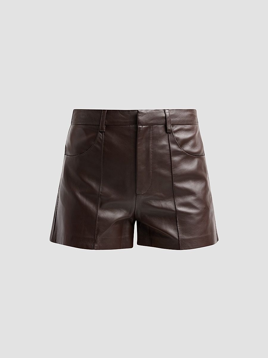 Ramy Brook Women's Aurea Leather Shorts - Heritage Brown - Size 12
