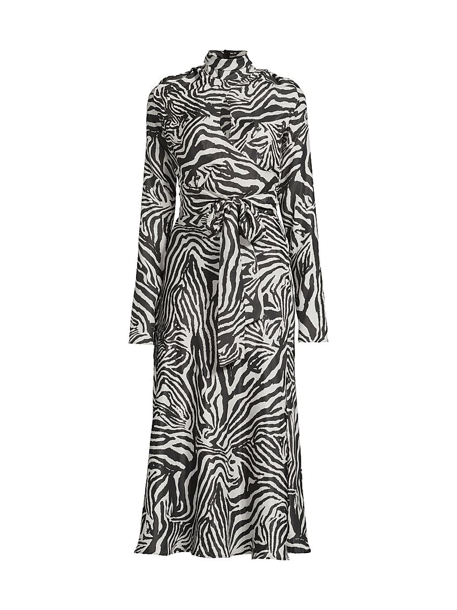 Women's Joi Zebra-Print Tie-Waist Midi-Dress - Zebra - Size XL