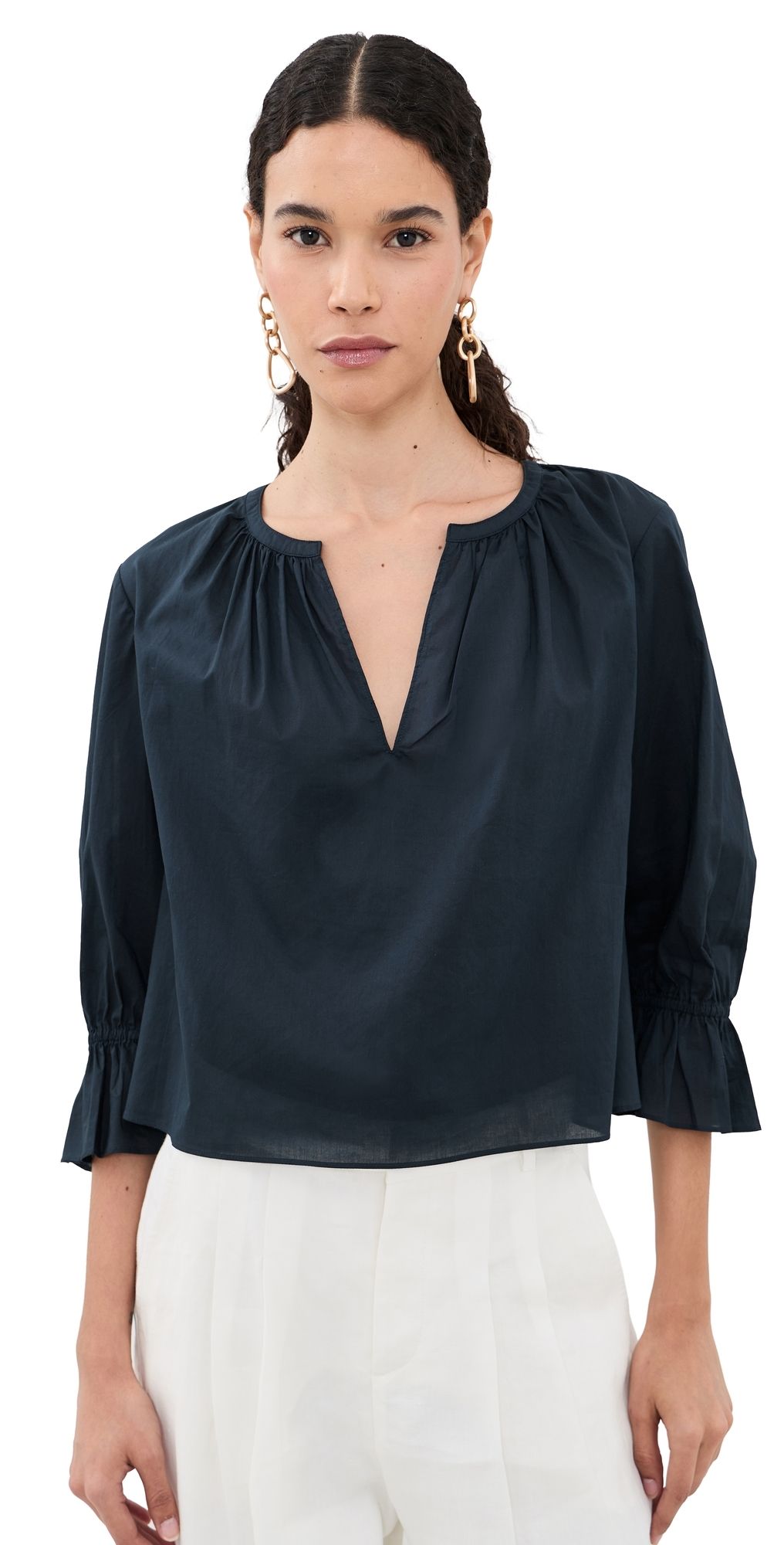 FRAME The Poet Blouse Navy M