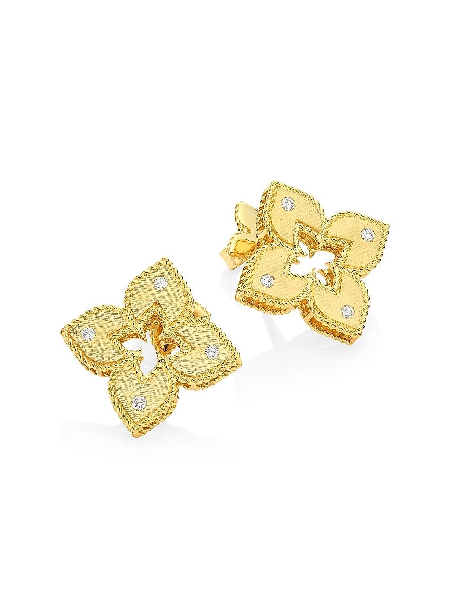 Women's Venetian Princess 18K Yellow Gold & Diamond Stud Earrings - Yellow Gold