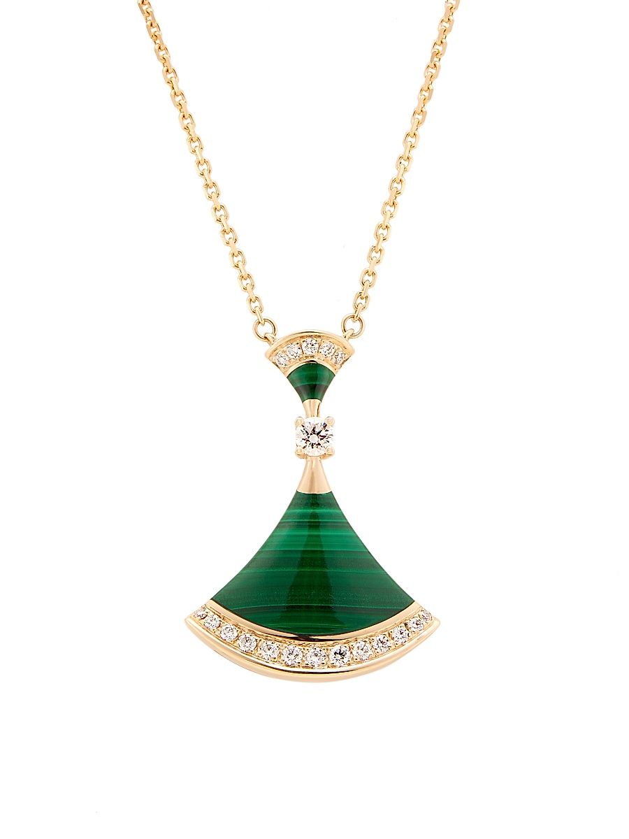 Women's Divas' Dream 18K Rose Gold, Malachite & Diamond Pendant Necklace - Rose Gold