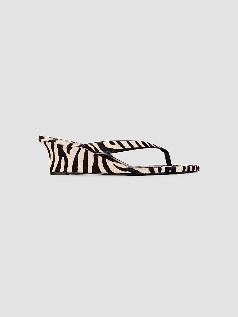 Women's Easy 50MM Wedge Sandals - Zebra Pony Hair - Size 12