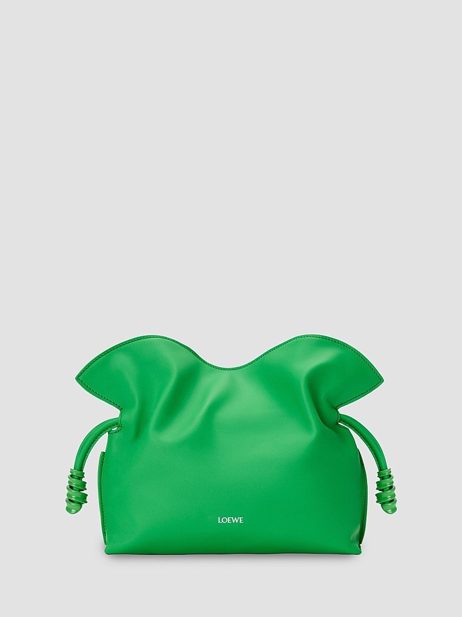 Women's Flamenco Coil Leather Clutch Bag - Clover Green