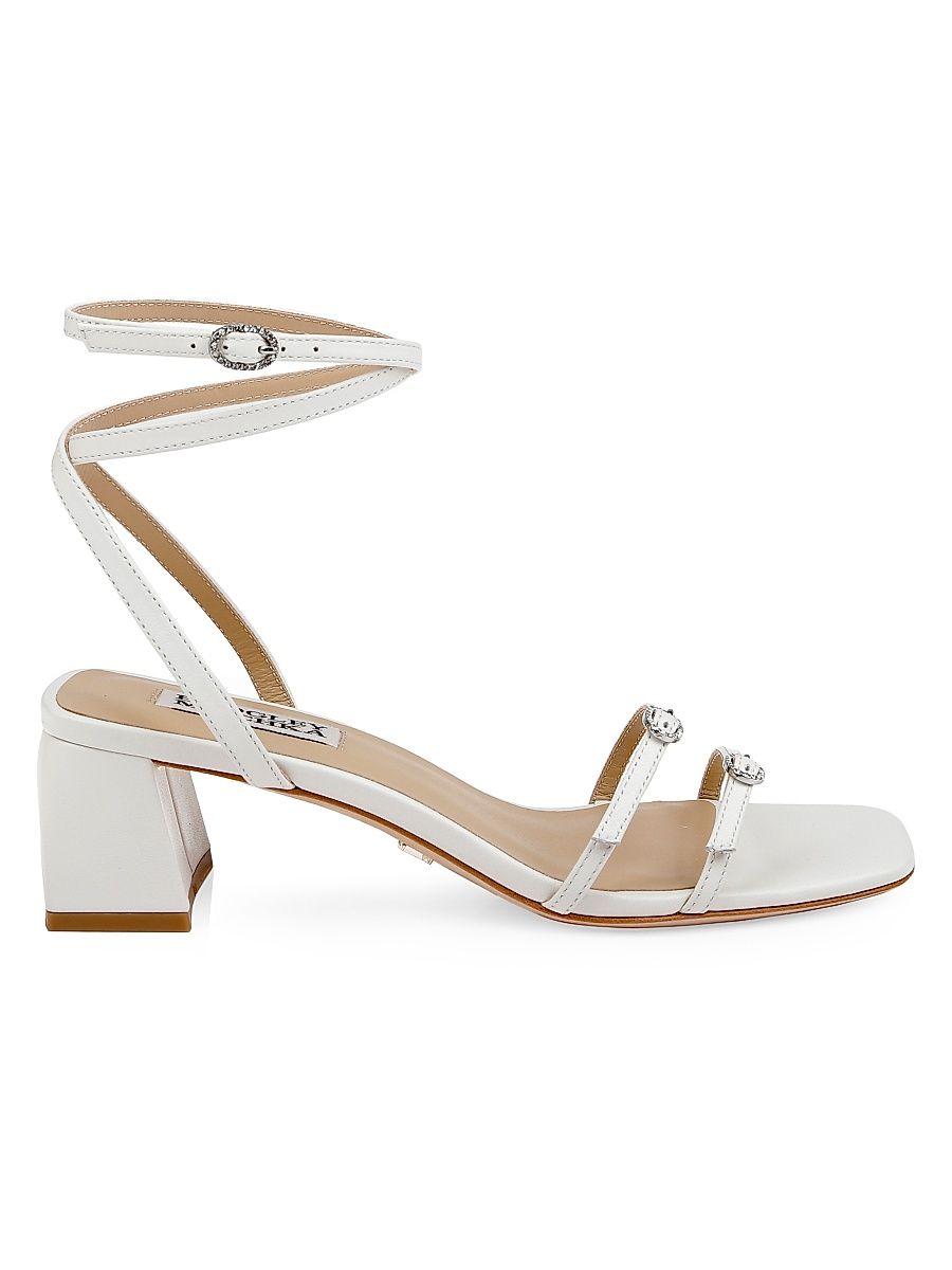 Women's Dania 50MM Leather Ankle-Wrap Sandals - White - Size 11