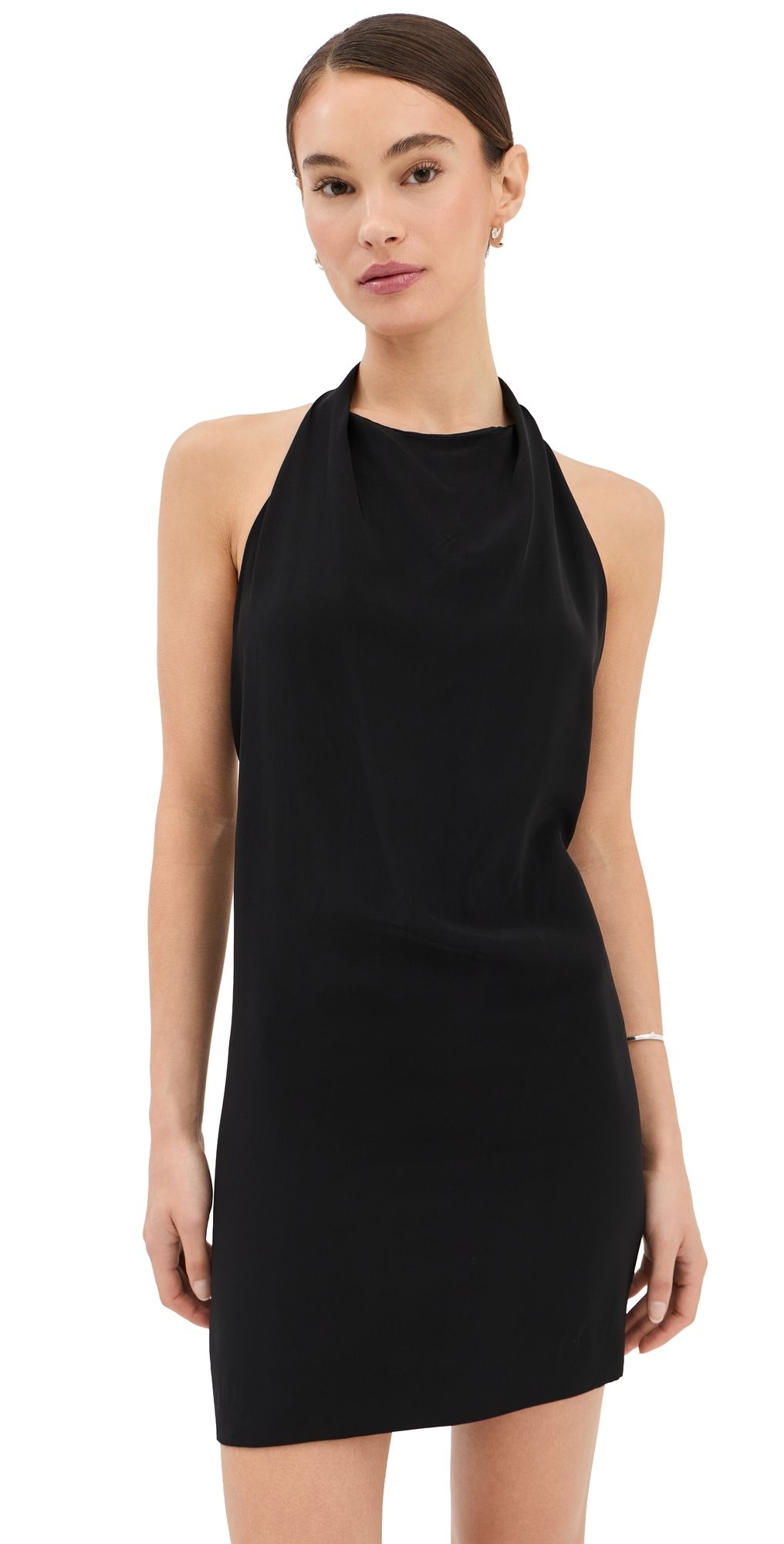 WARDROBE. NYC Liquid Halter Mini Dress Black S