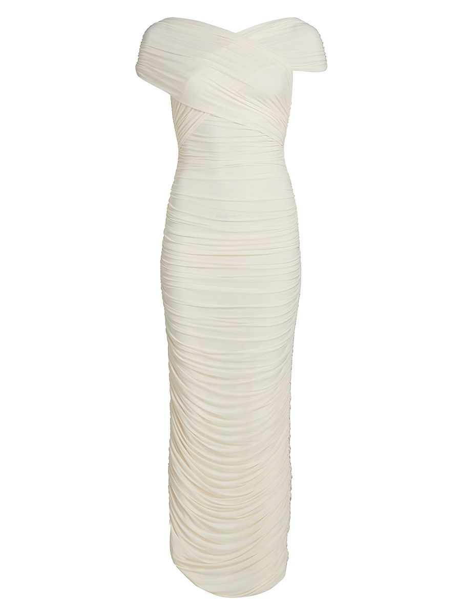 Women's Amira Ruched Maxi Dress - Ivory - Size Medium