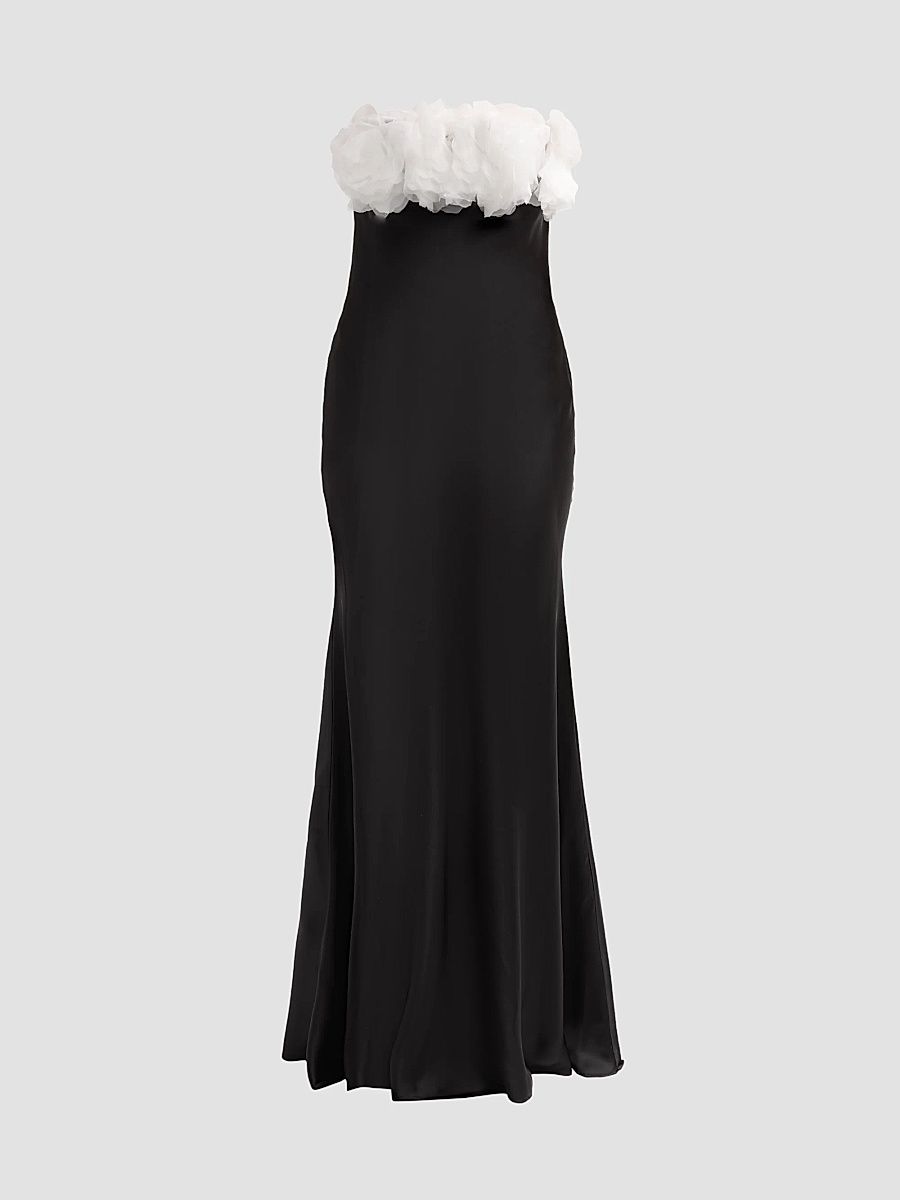 Women's Elea Rose Strapless Column Gown - Black - Size XXL