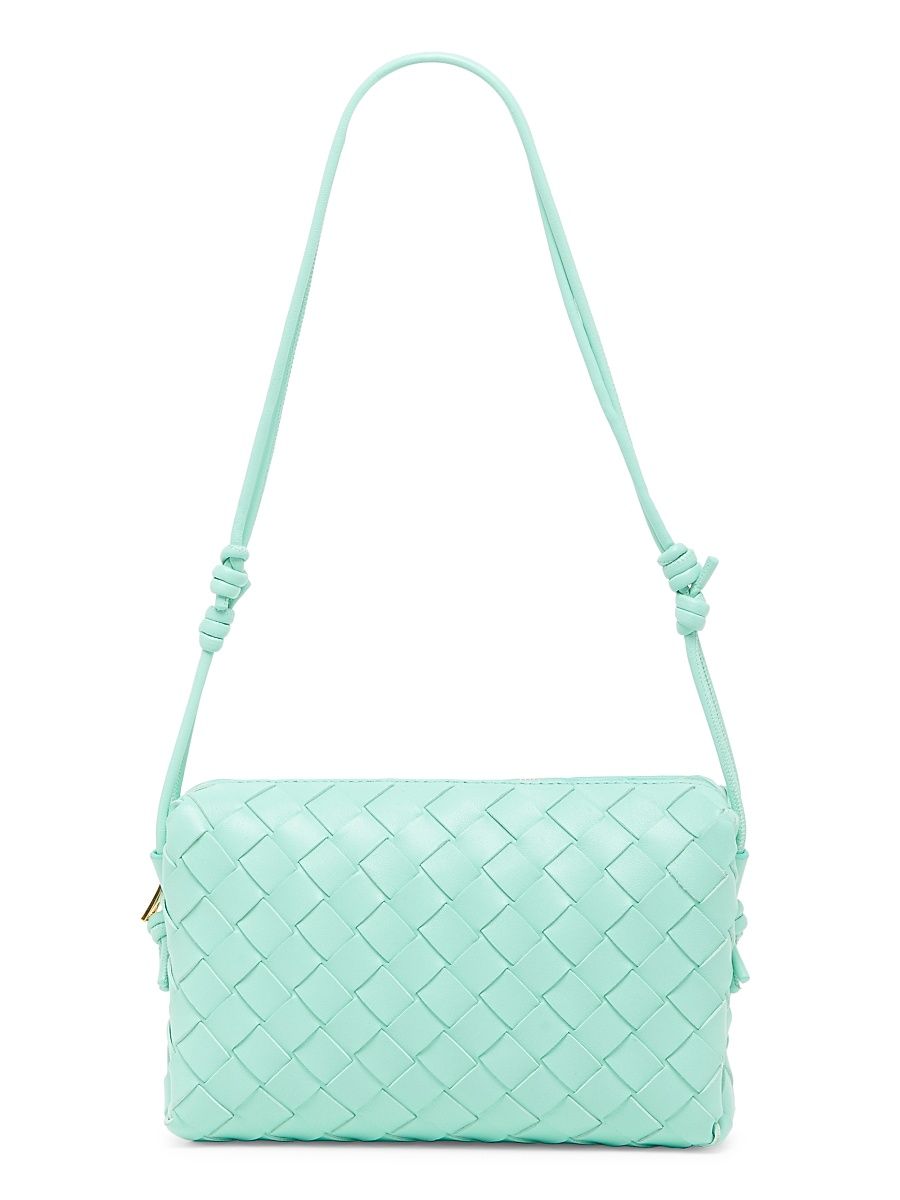 Women's Mini East-West Intrecciato Leather Shoulder Bag - Green Oasis