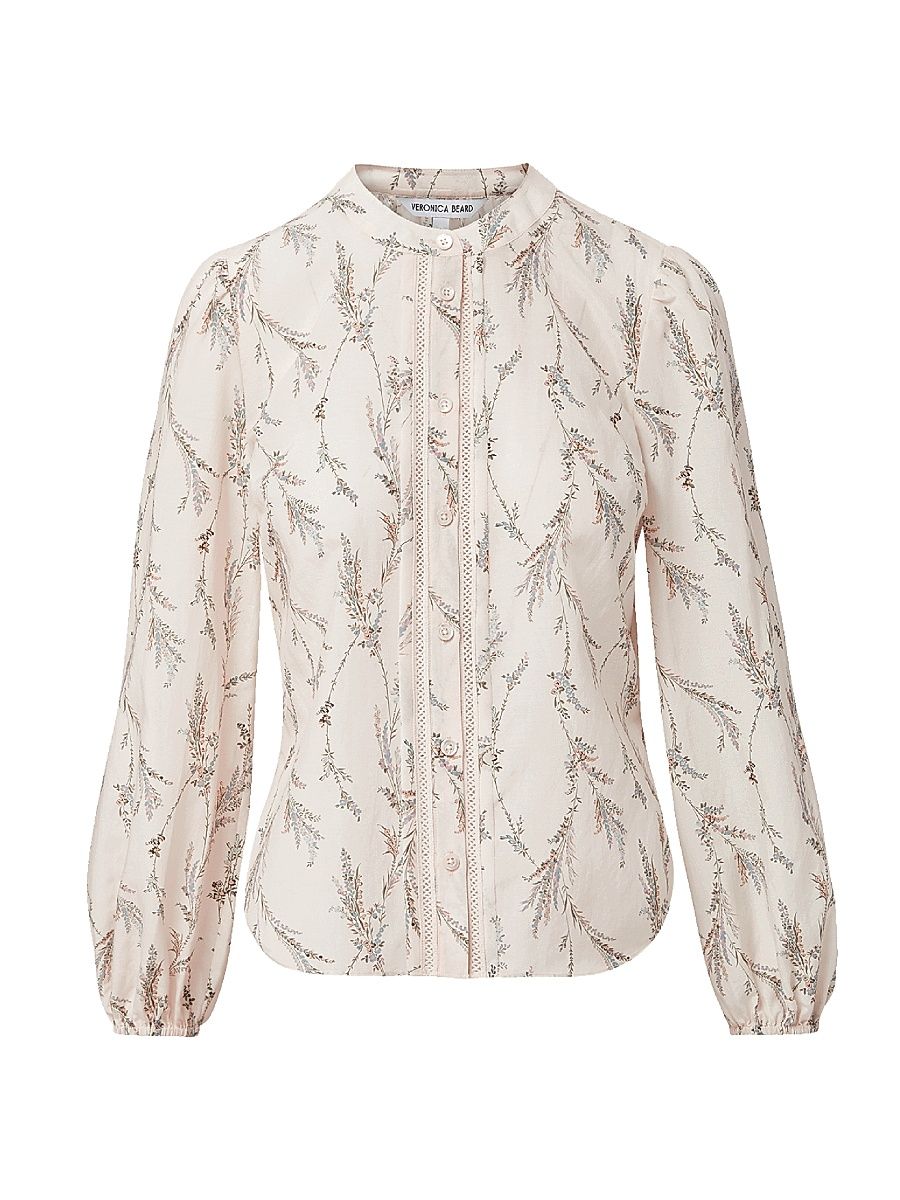 Women's Emiko Floral Cotton-Silk Blouse - Dove Multi - Size 0