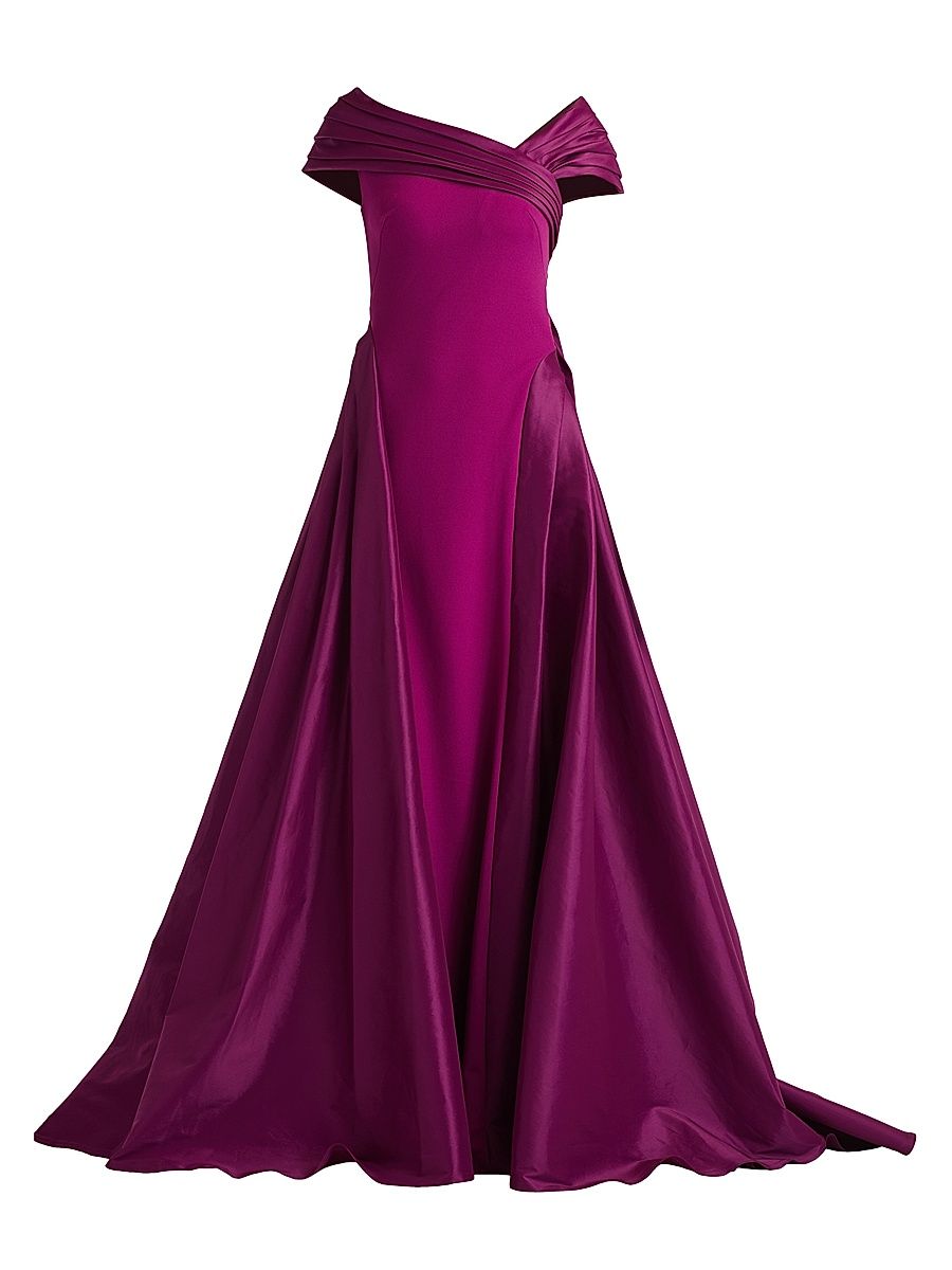 Women's Pleated Fit-&-Flare Gown - Magenta - Size 18
