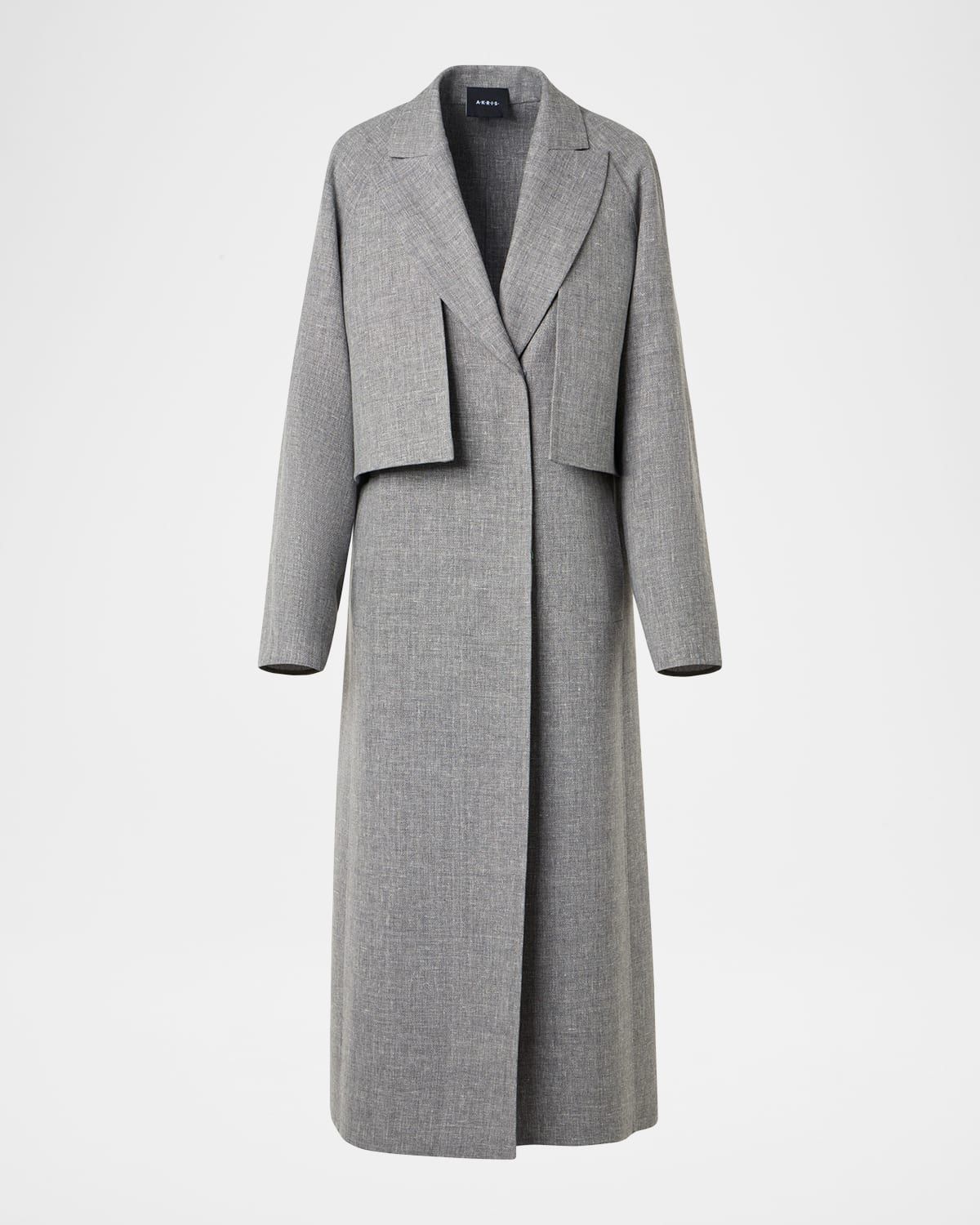 Zendaya Duo Wool-Linen Open Coat With Detachable Bolero