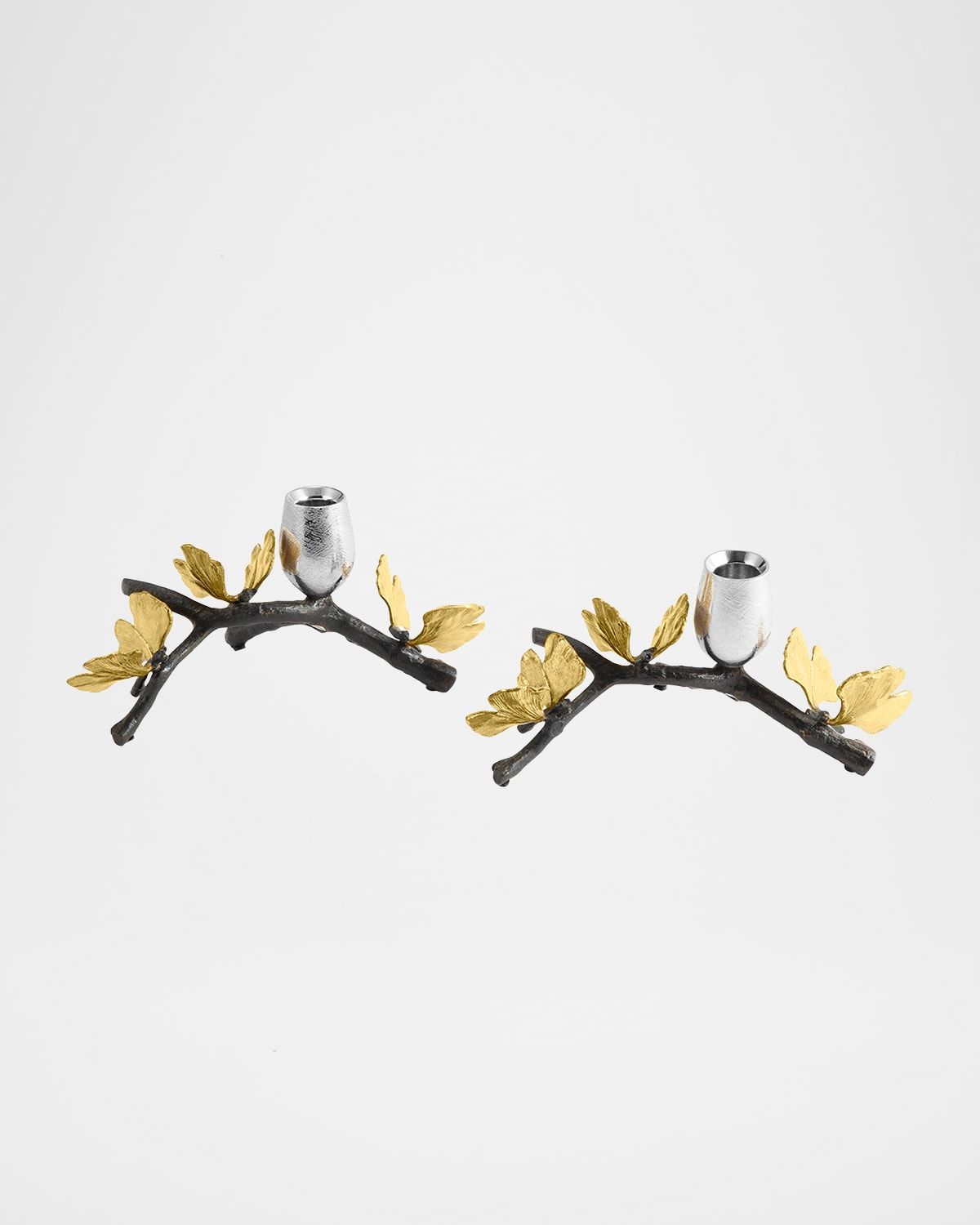 Butterfly Ginkgo Candleholders Low S/2