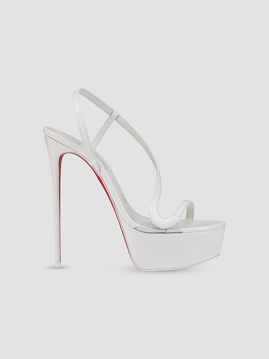 Christian Louboutin Women's Rosalie Alta 150MM Patent Leather Platform Sandals - Bianco - Size 7