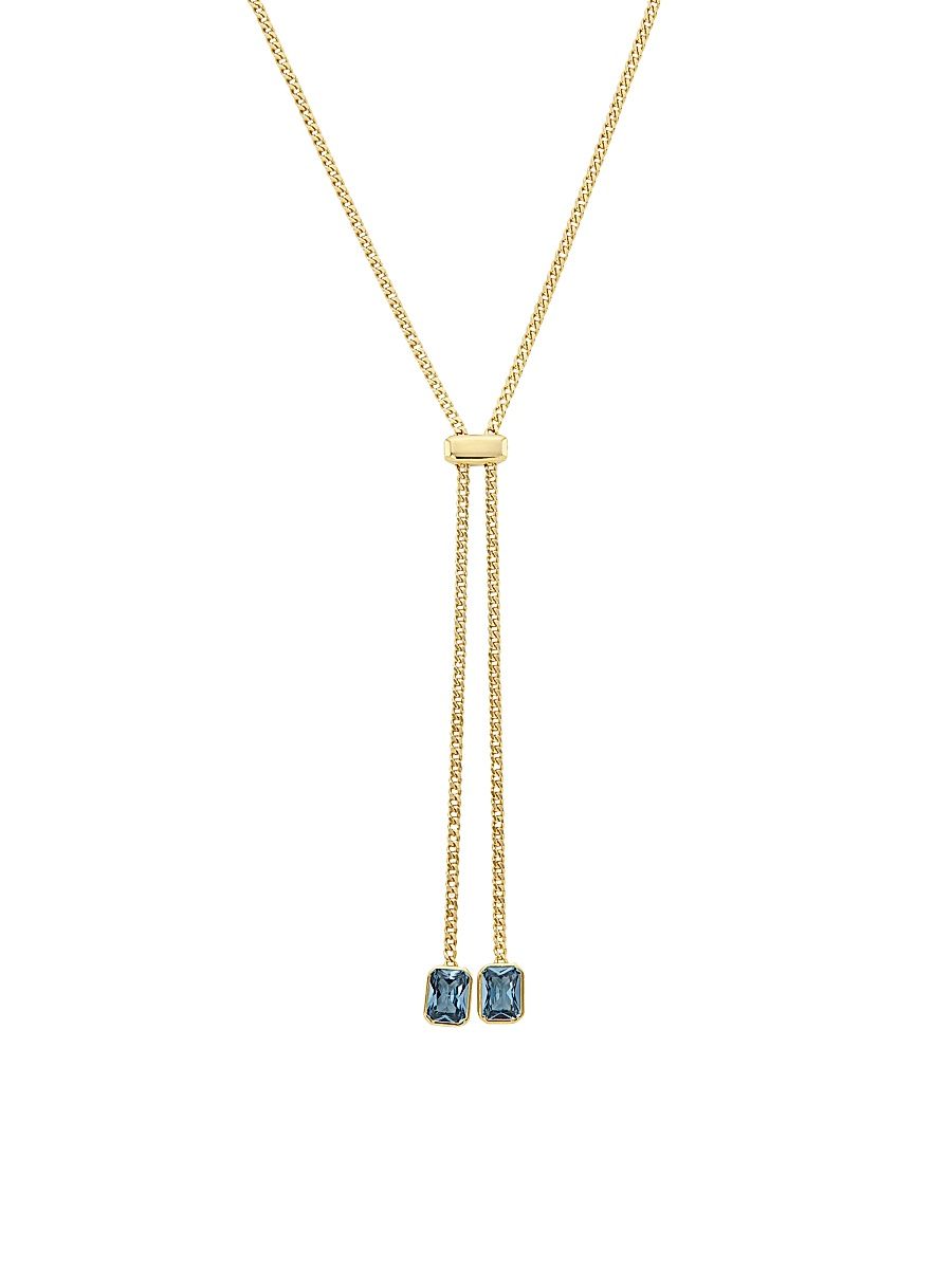 Women's Elevate 18K Gold Plated & Cubic Zirconia Lariat Necklace - Gold Blue